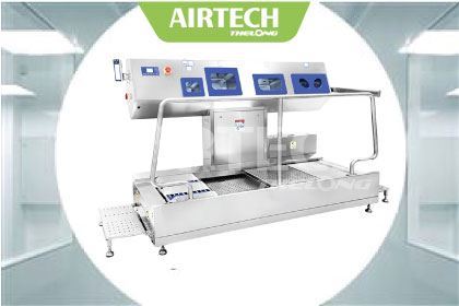 Máy làm sạch tay và đế giày kèm nhận diện khuôn mặt